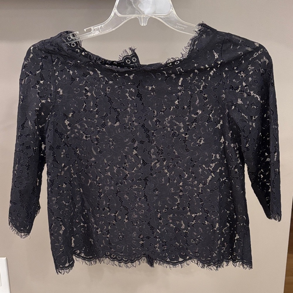 Joie Black Lace Long Sleeve Sheer Top